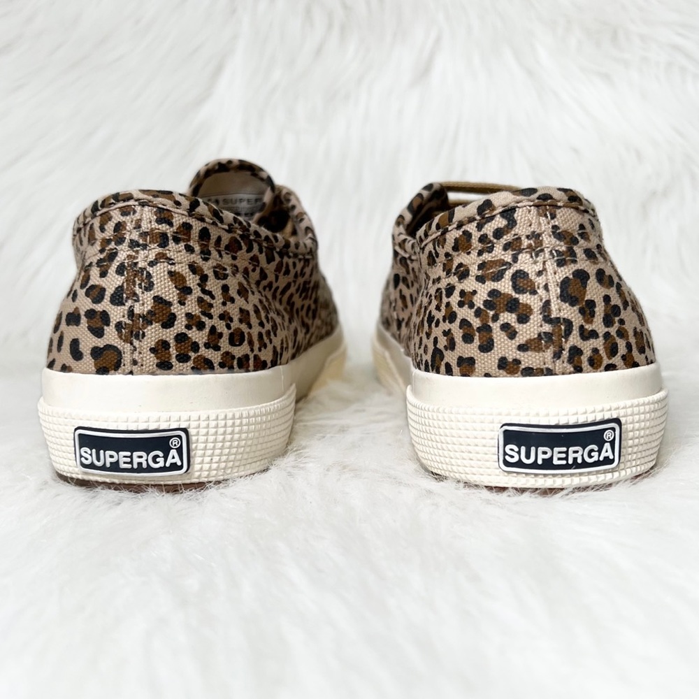 Superga Leopard Print Brown Low Top Lace Up Chunky Canvas Sneakers 37 - Picture 7 of 10